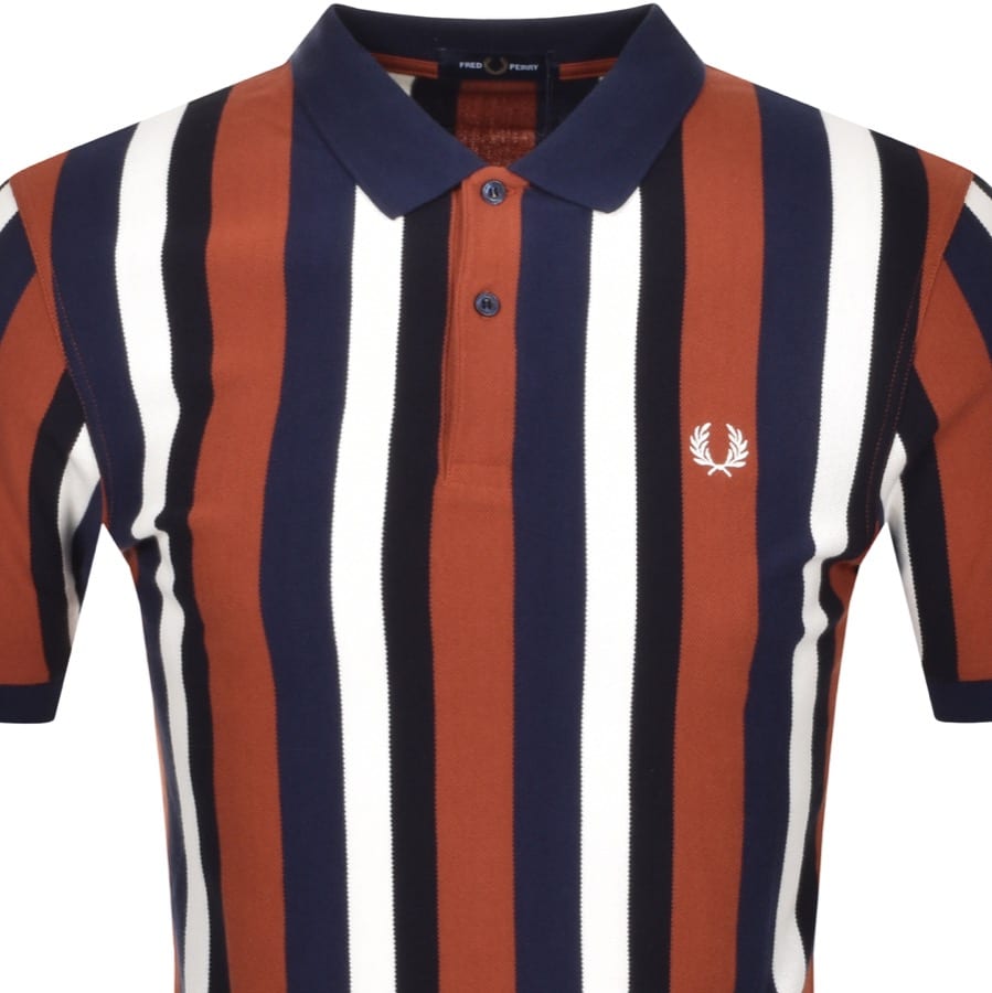 Alternative Image for ProductFred Perry Striped Polo T Shirt Brown2